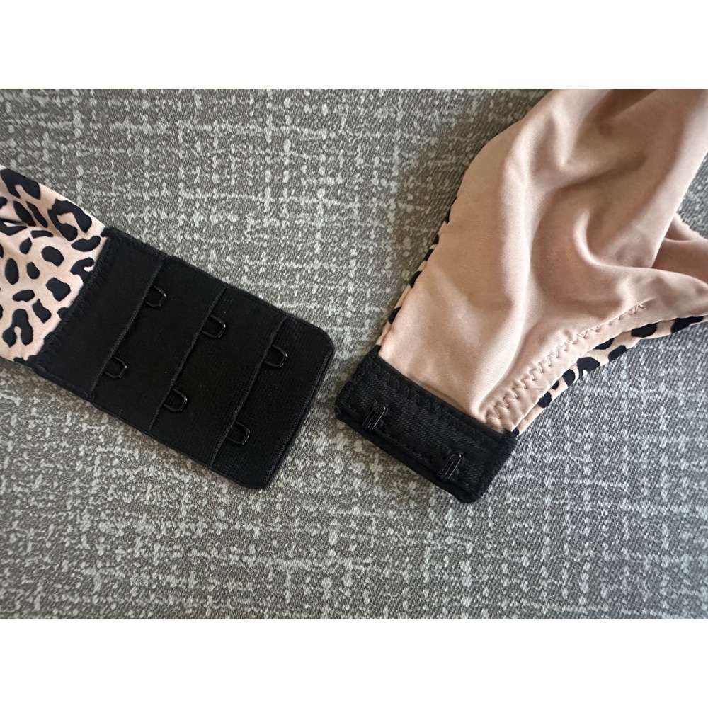 Victoria's Secret Leopard Print T-Shirt Bra Logo Straps Tan Black 36C - Picture 10 of 10